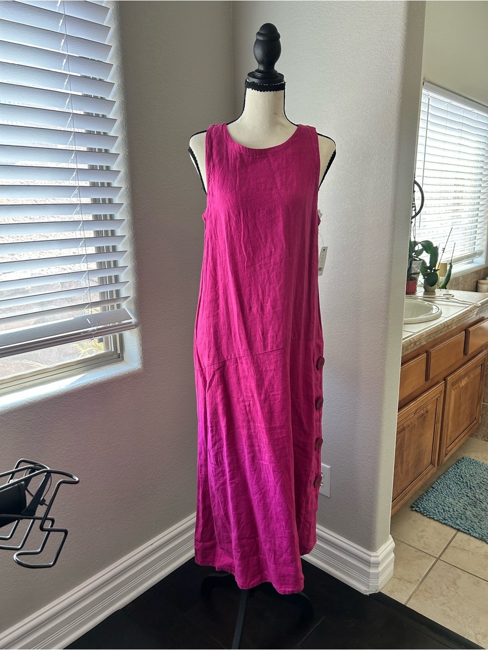 Joie Magenta Sleeveless Linen-Blend Maxi Dress